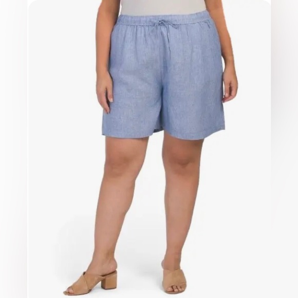 TAHARI 100% Linen Pull-On Drawstring My Perfect Shape Casual Shorts 3X - Picture 1 of 10